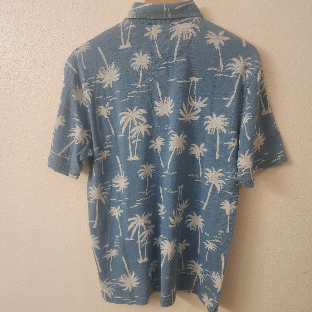 johnnie-O Hangin' Out 100% Cotton Indigo Palmy Golf Polo Shirt Mens Medium - Picture 7 of 9